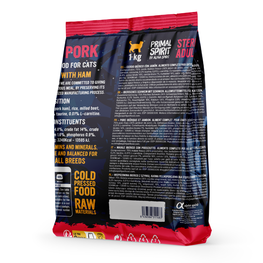 Iberian Pork Complete Dry Cat Food for Sterilised Cats (1kg)