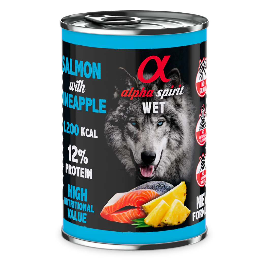 Salmon with Pineapple Complete Wet Canned Dog Food 6 x 400g