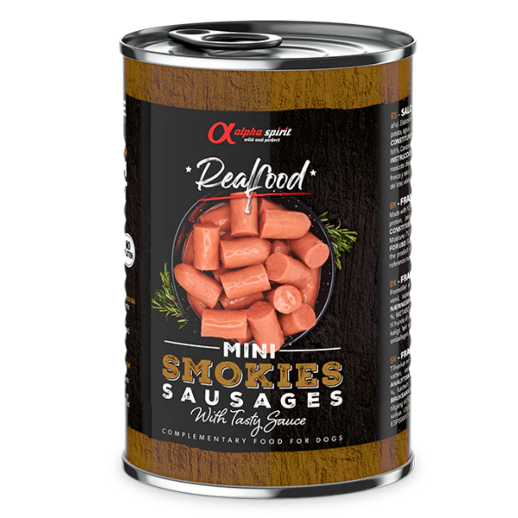Realfood Smokies Mini Complementary Smoked Sausages for Dogs - 400g