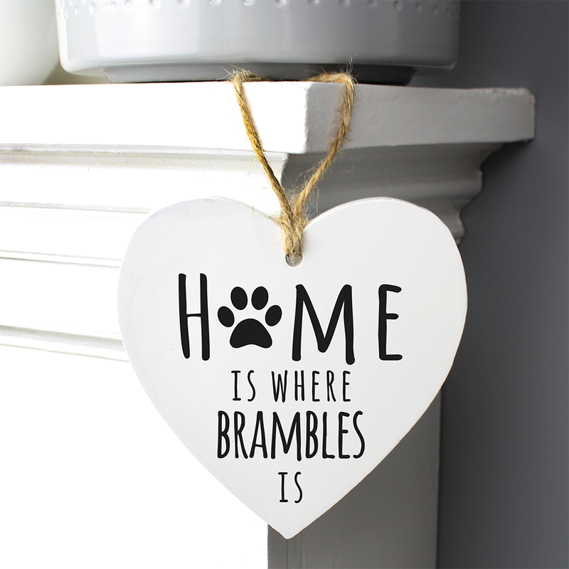 Personalised ‘Home is Where’ Pet Wooden Heart Decoration