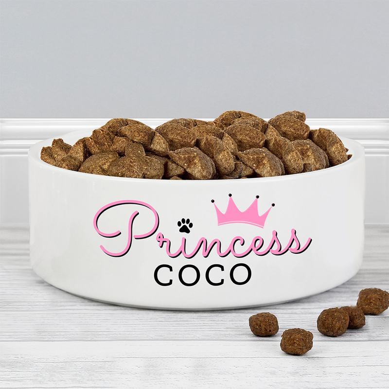 Personalised Princess Medium 14cm Ceramic Pet Bowl