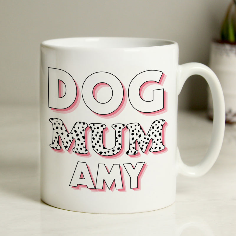 Personalised Dog Mum Pink Spots Mug